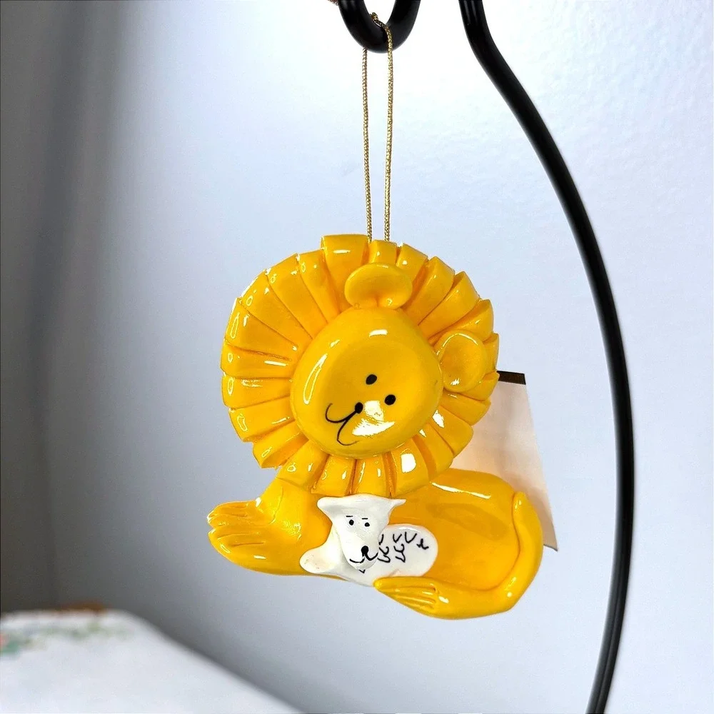 Yellow Lion and Lamb Christmas Ornament
